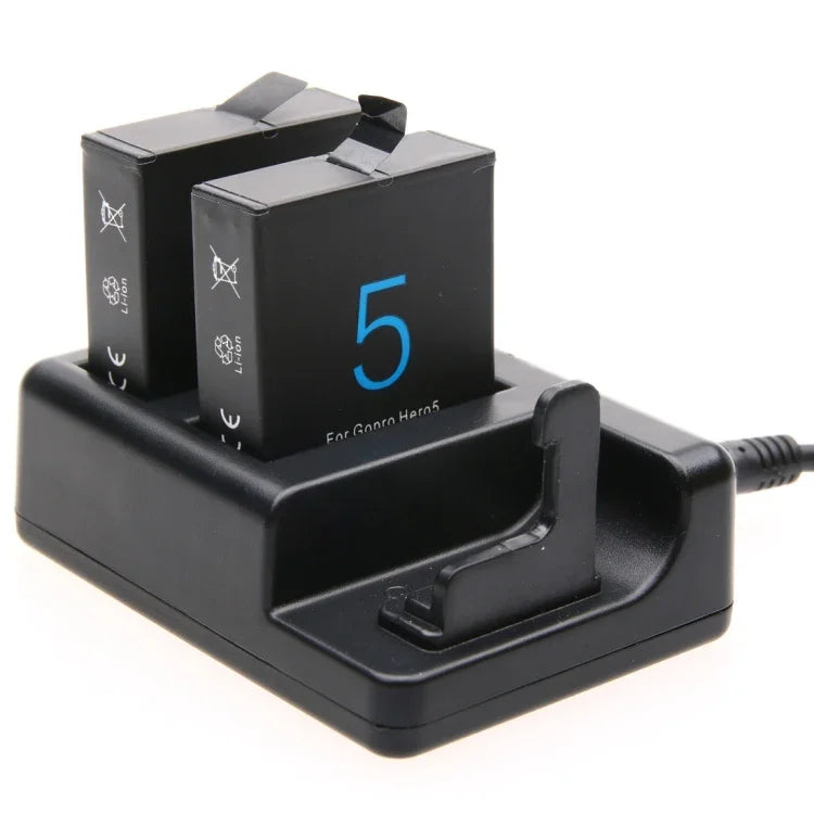 Dual Batteries Charger + Remote Control Charger with USB Cable for GoPro HERO7 Black /6 /5 (AHDBT-501), Batteries not included, Battery+Remote Control Charger