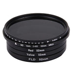 JUNESTAR 4 in 1 Proffesional 52mm Lens Filter(ND2-400 + Red + Yellow + FLD / Purple) for GoPro HERO5 / 4s / 4 / 3+ / 3 / 2 & Xiaomi Xiaoyi Yi I / II 4K & SJCAM Sport Action Camera, 4 in 1 52mm Lens