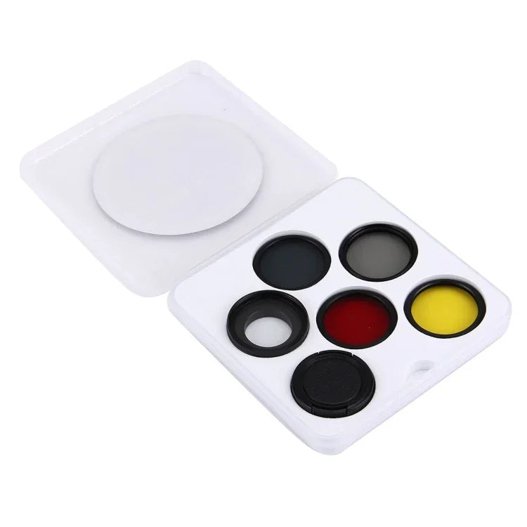 JUNESTAR 7 in 1 Proffesional 37mm Lens Filter(CPL + UV + ND4 + Red + Yellow + FLD / Purple) & Lens Protective Cap for GoPro HERO4 / 3+ / 3 Sport Action Camera, 7 in 1