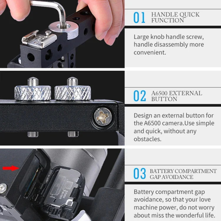 YELANGU C6 Camera Video Cage Stabilizer for Sony A6000 / A6300 / A6500 / A6400, Stabilizer