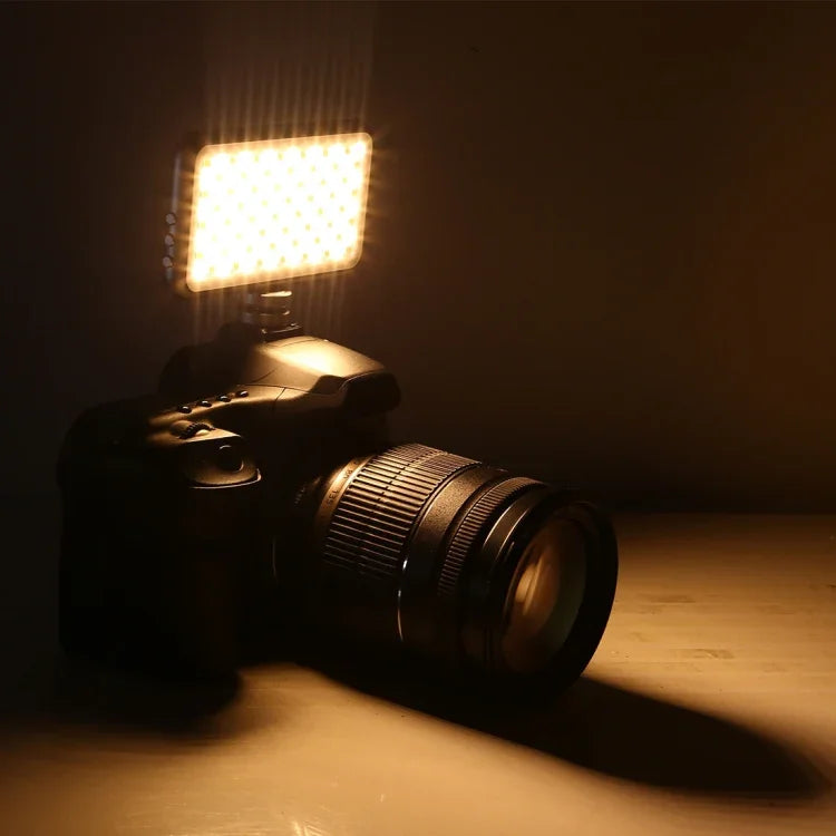 LED-013 Pocket 112 LEDs Professional Vlogging Photography Video & Photo Studio Light with OLED Display & Cold Shoe Adapter Mount for Canon / Nikon DSLR Cameras, 112 LED