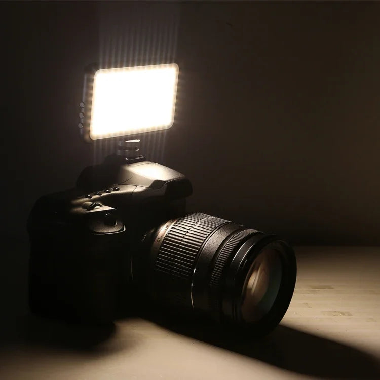 LED-013 Pocket 112 LEDs Professional Vlogging Photography Video & Photo Studio Light with OLED Display & Cold Shoe Adapter Mount for Canon / Nikon DSLR Cameras, 112 LED
