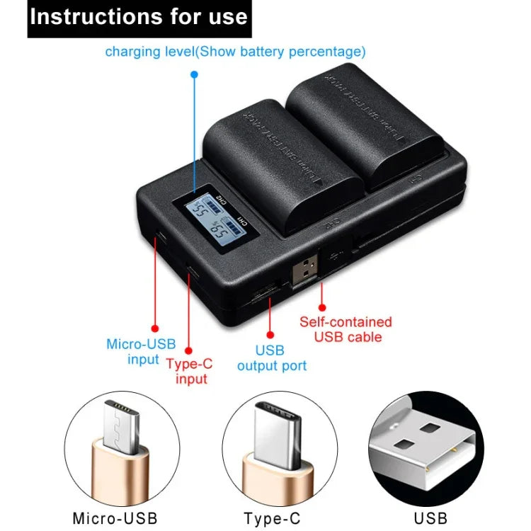 LP-E6 Digital Camera SLR Battery Digital LCD Charger for Canon Series, LP-E6