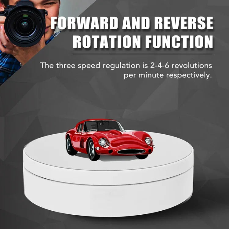 13.8cm Mirror Style USB Charging Smart 360 Degree Rotating Turntable Display Stand Video Shooting Props Turntable for Photography, Load 3kg, 13.8cm Mirror/Powered by USB(W)