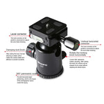 TRIOPO T259G+Q2 Adjustable Portable Carbon Fiber Tripod with Q-2 Ball Head for SLR Camera, T259G+Q2