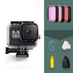 For GoPro HERO8 Black 45m Waterproof Housing Protective Case with Buckle Basic Mount & Screw & (Purple, Red, Pink) Filters & Floating Bobber Grip & Strap & Anti-Fog Inserts, Black HERO8 Case+Filters