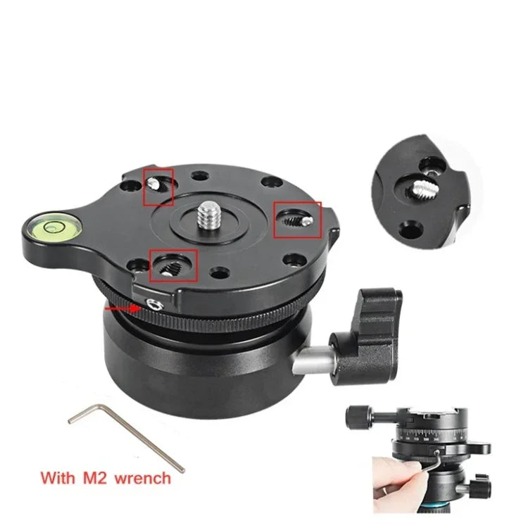 BEXIN DY-60N 3/8 inch Thread Dome Professional Tripod Leveling 360 Degree Panorama Head Base with Bubble Level & 3/8 inch Screw Adapter, DY-60N 3/8 inch