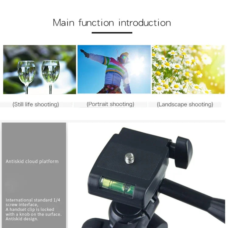 Live Broadcast Tripod 4-Section Folding Legs Aluminum Alloy Tripod Mount with U-Shape Three-Dimensional Tripod Head for DSLR & Digital Camera, Adjustable Height: 35-106cm, 3110 Silver