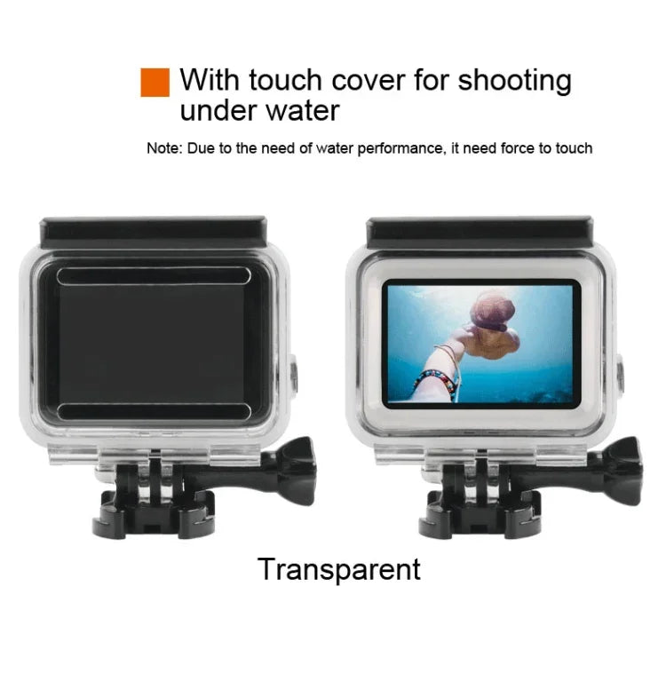 45m Waterproof Housing Protective Case + Touch Screen Back Cover for GoPro NEW HERO /HERO6 /5, with Buckle Basic Mount & Screw, No Need to Remove Lens, Touch Screen (Transparent)