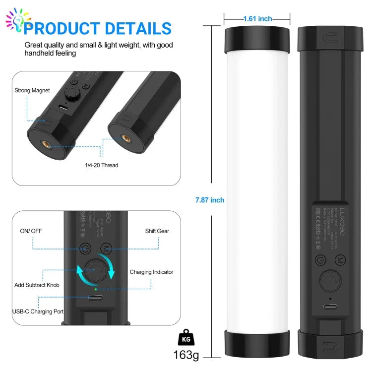LUXCeO P100 RGB Photo Video Light Stick Handheld Fill Light with Remote Control, P100