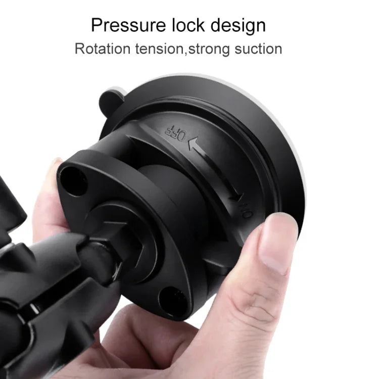 Single Suction Cup Mount Holder with Tripod Adapter & Steel Tether & Safety Buckle, Single Suction Cup