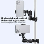 360 Rotation Adjustable Action Camera Bike Motorcycle Handlebar Holder with Phone Clamp, Standard Version with Phone Clamp