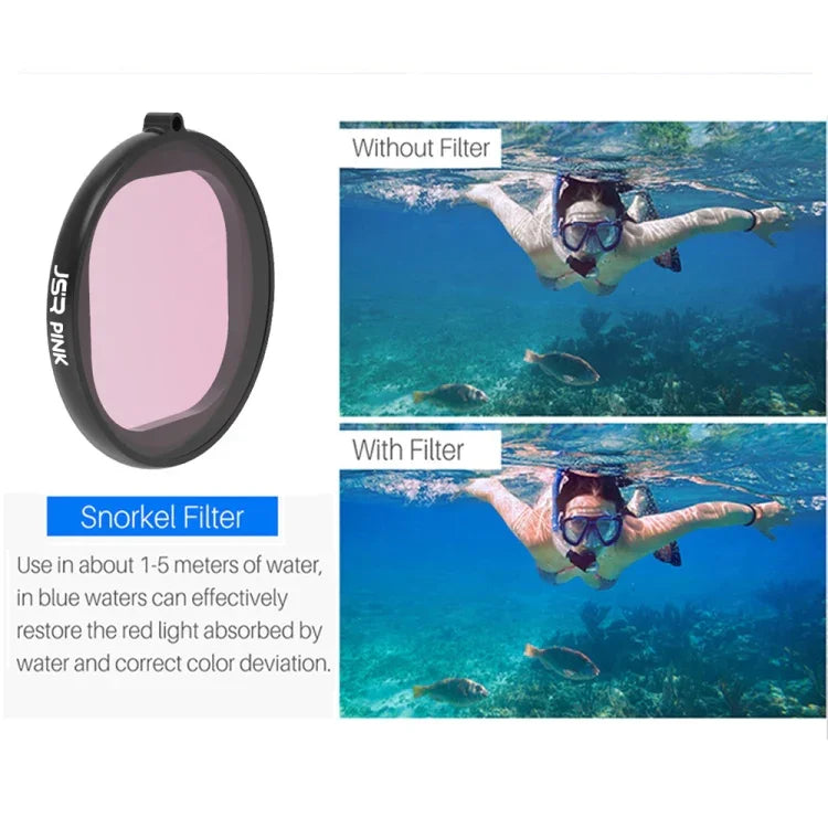 JSR Round Housing Diving 6 in 1 UV + CPL + 16X Macro + Red + Yellow + Purple Lens Filter for GoPro HERO8 Black, 6 in 1 Lens