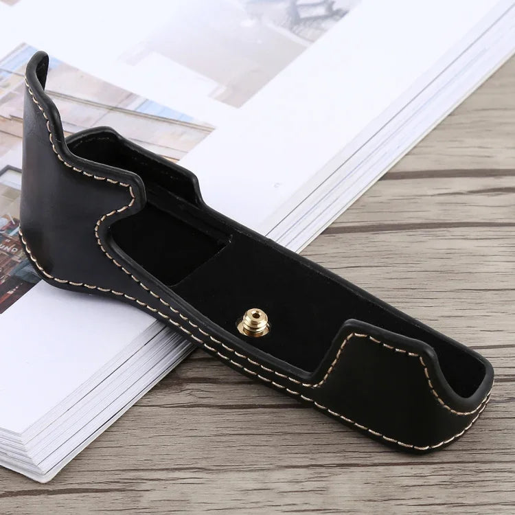 1/4 inch Thread PU Leather Camera Half Case Base for Olympus EM5 / EM5 Mark II, For Olympus EM5