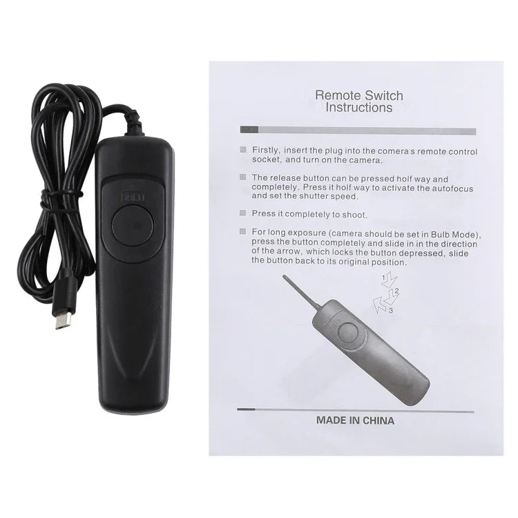 Cuely RR-90 Remote Switch Shutter Release Cord for Fujifilm X-T100 / X-Pro 2 / X-T1 / X-T20 / X-T10 / X30 / X-E2 / X-A10 / X-A3 / X-A2 / X100F / X100T, RR-90