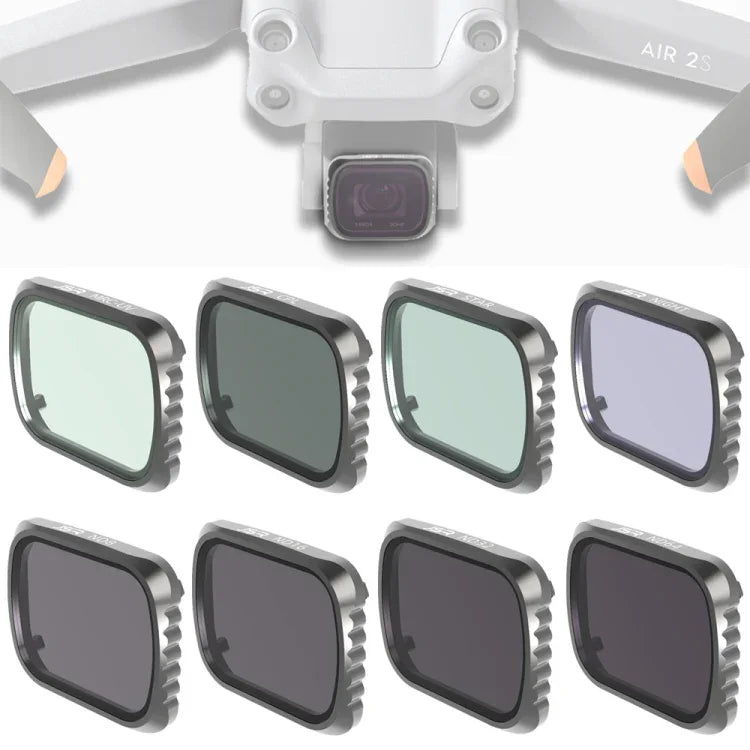 JSR KS 8 in 1 UV + CPL + ND8 + ND16 + ND32 + ND64 + STAR + NIGHT Lens Filter for DJI Air 2S, Aluminum Frame, UV + CPL + ND8 + ND16 + ND32 + ND64 + STAR + NIGHT