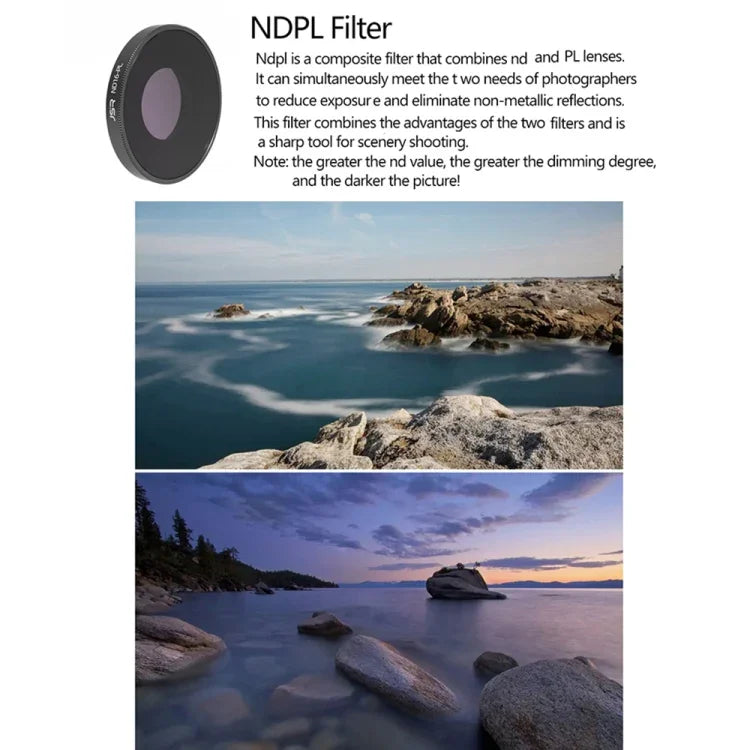 JSR 4 in 1 ND8PL / ND16PL / ND32PL / ND64 PL Lens Filter For DJI Osmo Action 3, 4 in 1 NDPL