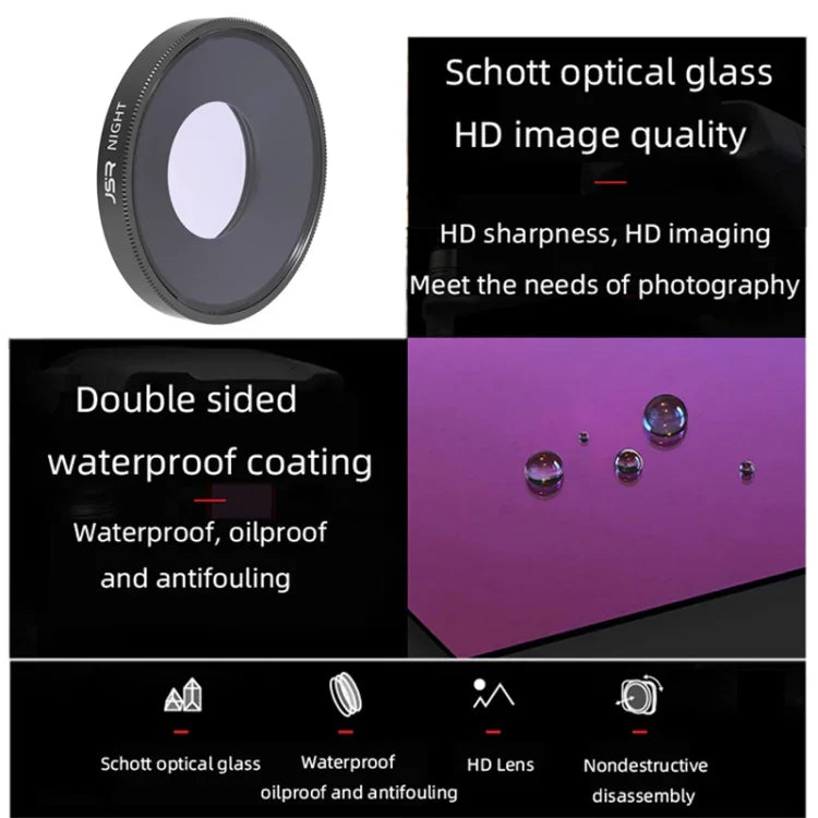 JSR 8 in 1 Streak Blue CPL ND8 ND16 ND32 ND64 STAR NIGHT Lens Filter For DJI Osmo Action 3, 8 in 1