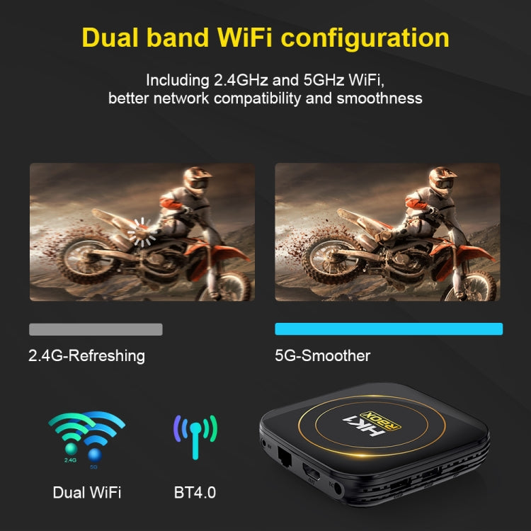 HK1 RBOX-H8S 4K Ultra HD Android 12.0 Smart TV Box with Remote Control, Allwinner H618 Quad-Core, 4GB+64GB, 4GB+64GB
