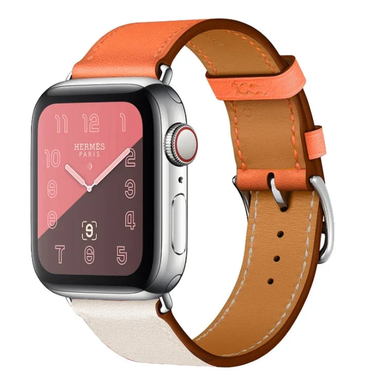 Two Color Single Loop Leather Wrist Strap Watchband for Apple Watch Series 3 & 2 & 1, 38mm Orange+Bright Blue, 42mm Orange+Bright Blue, 38mm Pink+Wine Red, 42mm Pink+Wine Red, 38mm Amber+Orange Red+Light Rose Red, 42mm Amber+Orange Red+Light Rose Red  ...