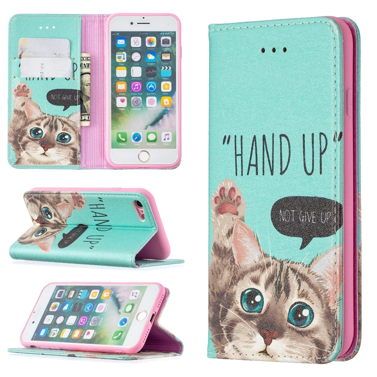 Colored Drawing Pattern Invisible Magnetic Horizontal Flip PU Leather Case with Holder & Card Slots & Wallet, For iPhone 8 & 7, For iPhone 8 Plus & 7 Plus, For iPhone X / XS, For iPhone XR, For iPhone XS Max