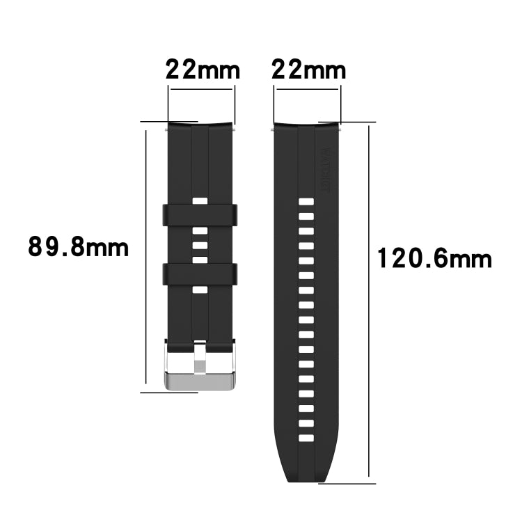 Silicone Replacement Strap Watchband with Silver Steel Buckle, For Xiaomi Watch Color Sport, For TicWatch Pro 3