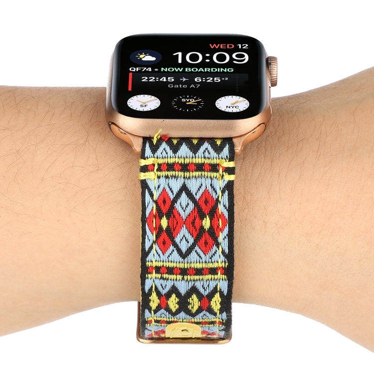 Ethnic Leather Watchband For Apple Watch Series 6 & SE & 5 & 4 40mm / 3 & 2 & 1 38mm, For Apple Watch Series 7 41mm / 6 & SE & 5 & 4 40mm / 3 & 2 & 1 38mm
