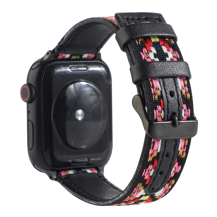 Ethnic Leather Watchband For Apple Watch Series 6 & SE & 5 & 4 40mm / 3 & 2 & 1 38mm, For Apple Watch Series 7 41mm / 6 & SE & 5 & 4 40mm / 3 & 2 & 1 38mm