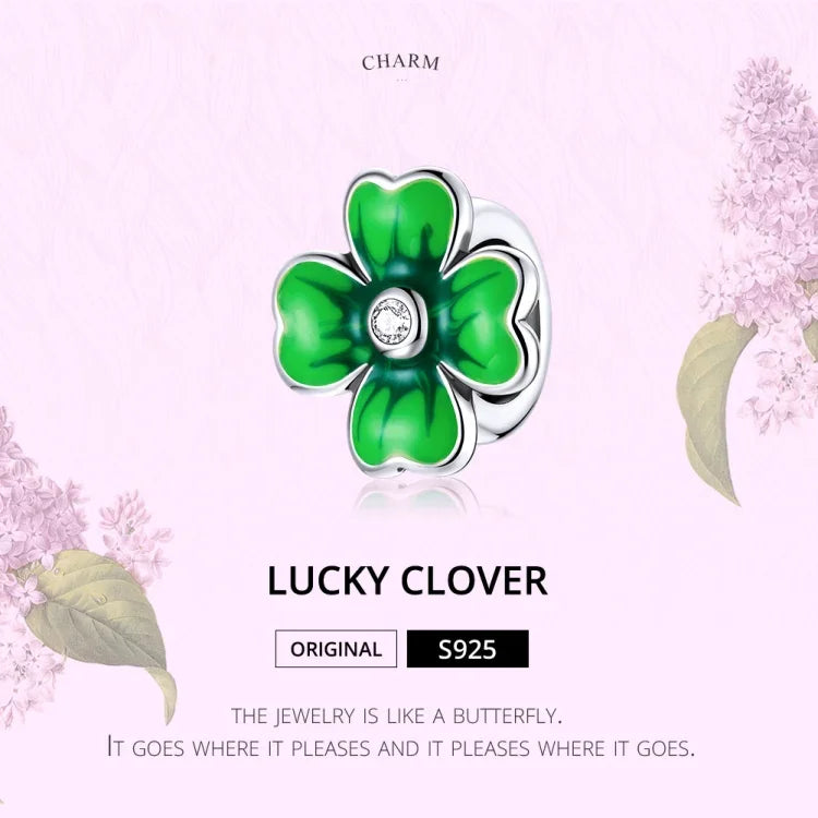 S925 Sterling Silver Lucky Clover Beads DIY Bracelet Necklace Accessories, Lucky Clover