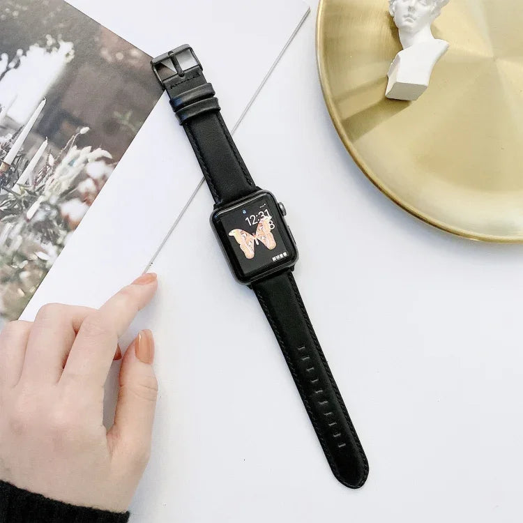 Crazy Horse Texture + Flat Texture Leather Replacement Watchbands For Apple Watch Series 6 & SE & 5 & 4 40mm / 3 & 2 & 1 38mm, For Apple Watch Series 7 41mm / 6 & SE & 5 & 4 40mm / 3 & 2 & 1 38mm                                                         ...
