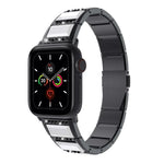 two-tone steel strap for Apple Watch, stylish design, compatible with multiple Apple Watch series sizes.