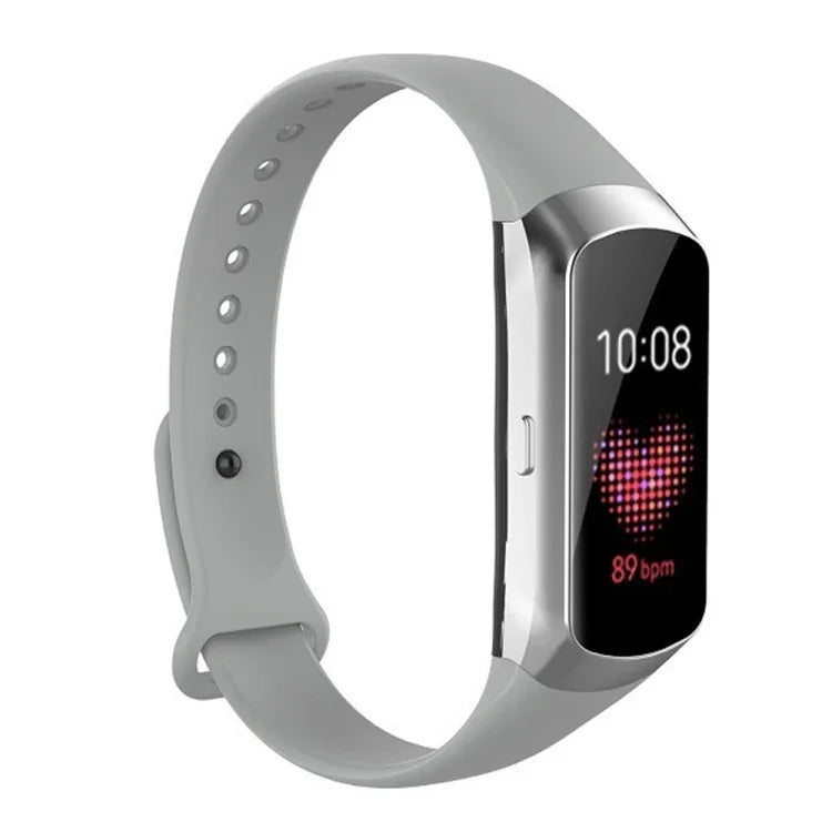 For Samsung Galaxy Fit SM-R370 Silicone Glossy Nail Button Replacement Strap Watchband