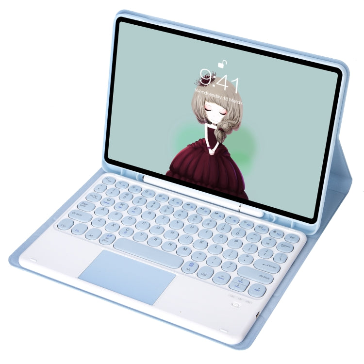 YT098B-A Detachable Candy Color Skin Feel Texture Round Keycap Bluetooth Keyboard Leather Case with Touch Control For iPad Air 11 2024 / 2025 / Air 4 10.9 2020 / Air 5 10.9 2022 (Purple), For iPad 10.2 2020 & 2019 / Air 2019 / Pro 10.5 inch            ...