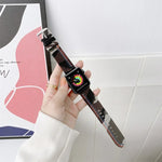 Three Lines Canvas Replacement Strap for Apple Watch displayed on hand, soft and stylish design.