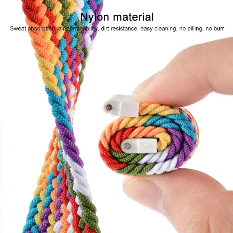 For Samsung Galaxy Watch 3 41mm Adjustable Nylon Braided Elasticity Replacement Strap Watchband, 165mm