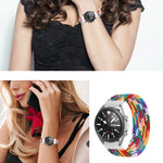 For Samsung Galaxy Watch 3 41mm Adjustable Nylon Braided Elasticity Replacement Strap Watchband, 165mm