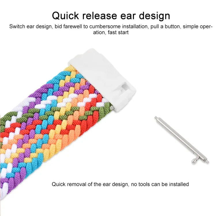 For Samsung Galaxy Watch 3 45mm Adjustable Nylon Braided Elasticity Replacement Strap Watchband, 165mm