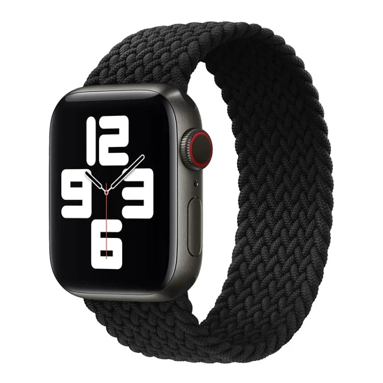 Metal Head Braided Nylon Solid Color Replacement Strap Watchband For Apple Watch Series 6 & SE & 5 & 4 40mm / 3 & 2 & 1 38mm, L 155mm