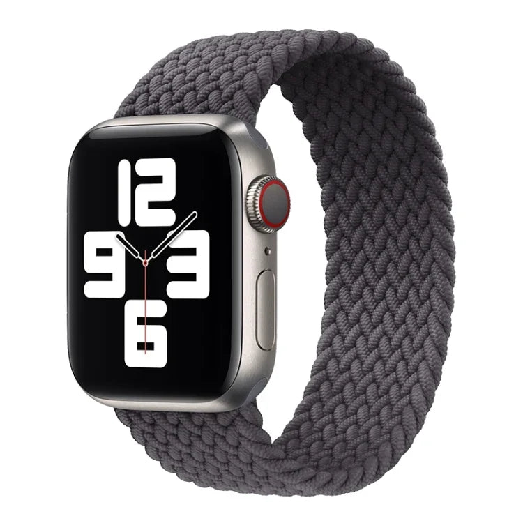 Metal Head Braided Nylon Solid Color Replacement Strap Watchband For Apple Watch Series 6 & SE & 5 & 4 40mm / 3 & 2 & 1 38mm, L 155mm