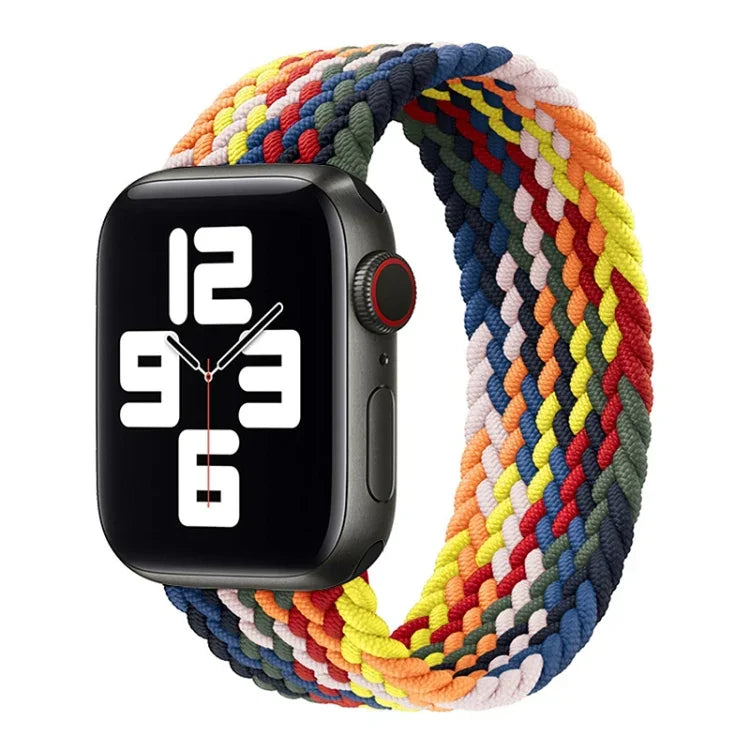 Rainbow Braided Single Loop Replacement Watchbands, Size: L 155mm For Apple Watch Series 6 & SE & 5 & 4 40mm / 3 & 2 & 1 38mm, L 155mm 40mm / 38mm