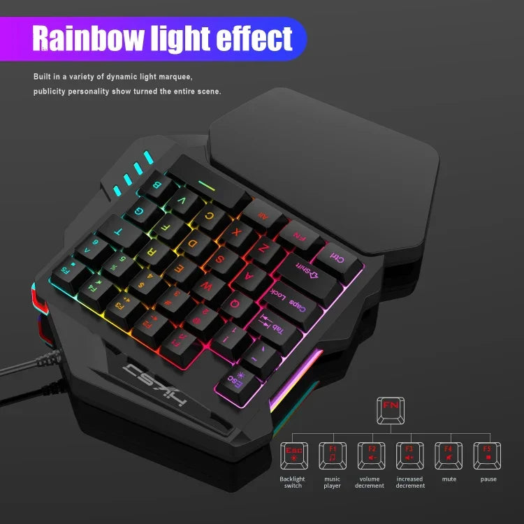 HXSJ P8+V100+A883 Keyboard Mouse Converter + One-handed Keyboard + Programming Gaming Mouse Set, P8+V100+A883