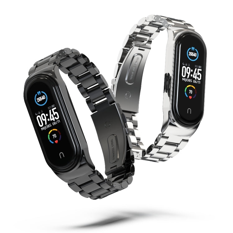 For Xiaomi Mi Band 6 / 5 CS Mijobs CS Metal Three Bead Stainless Steel Watch Band