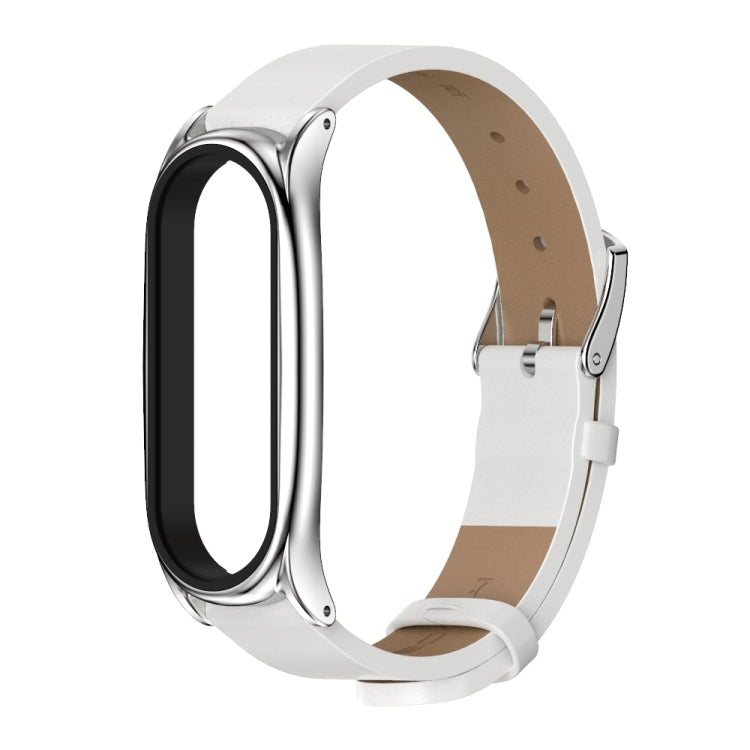 For Xiaomi Mi Band 6 / 5 Mijobs Metal Case Crazy Horse Texture PU Microfiber Plus Watch Band