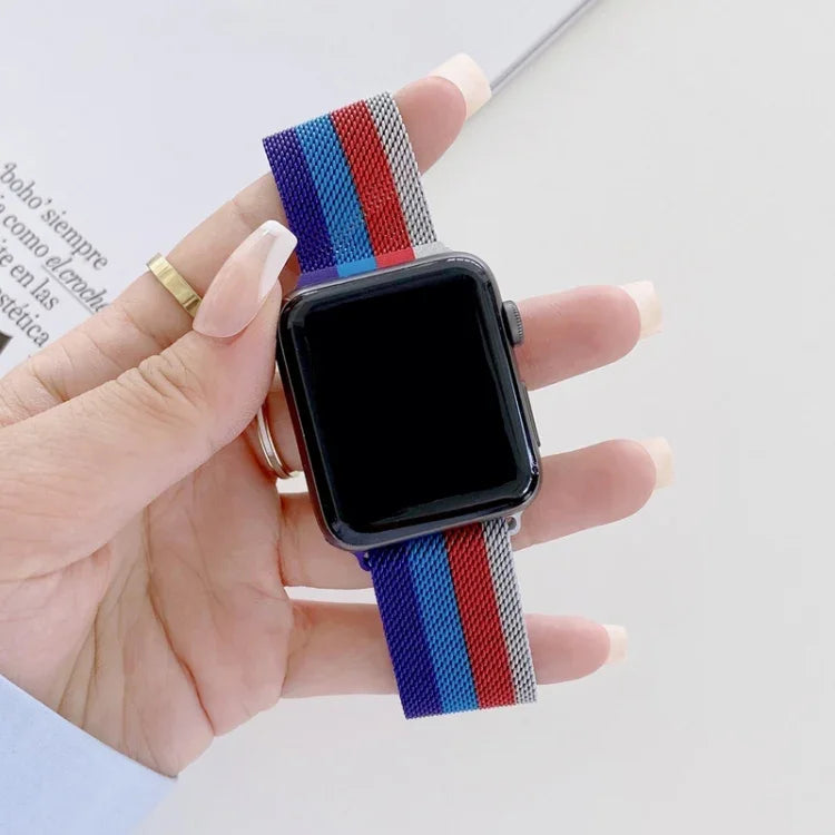 Four-colors Milanese Replacement Strap Watchband, For Apple Watch Series 7  41mm / & 6 & SE & 5 & 4 40mm, For Apple Watch Series  7  45mm / & 6 & SE & 5 & 4 44mm
