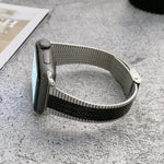 Small waist steel replacement strap for Apple Watch, compatible with various models like Series 7 and SE.