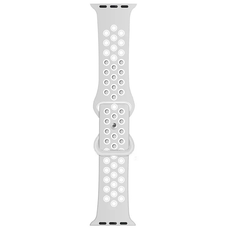 Butterfly Buckle Dual-tone Liquid Silicone Replacement Watchband For Apple Watch Series, 7 41mm / 6 & SE & 5 & 4 40mm / 3 & 2 & 1 38mm, 7 45mm / 6 & SE & 5 & 4 44mm / 3 & 2 & 1 42mm