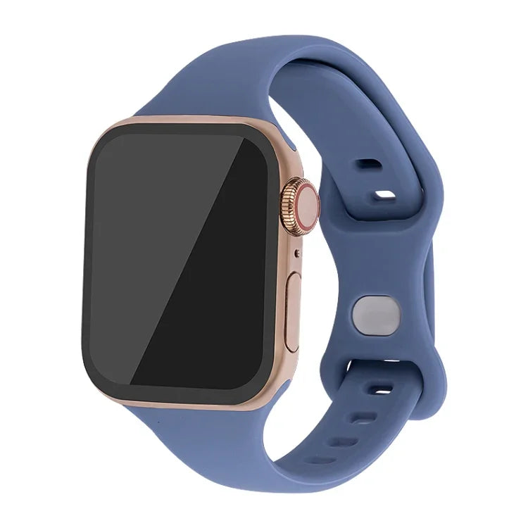 Slimming 8-buckle Silicone Replacement Strap Watchband, For Apple Watch Series 7  41mm / & 6 & SE & 5 & 4 40mm, For Apple Watch Series  7  45mm / & 6 & SE & 5 & 4 44mm