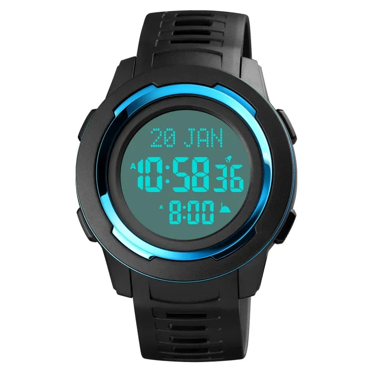 SKMEI 1729 Qibla Calendar Timing Multifunctional LED Digital Display Luminous Electronic Watch