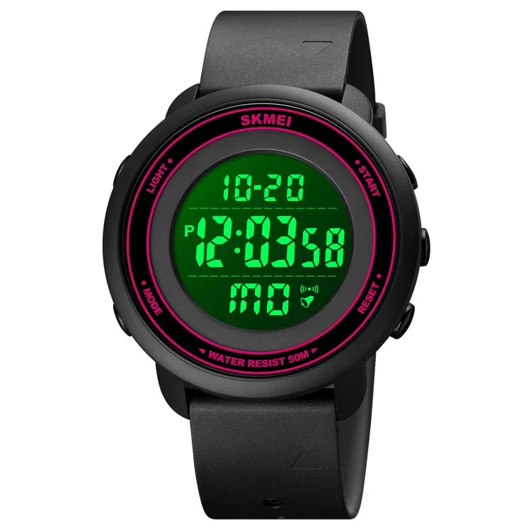 SKMEI 1736 Triplicate Round Dial Timing LED Digital Display Luminous Electronic Watch
