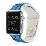 Silicone Painted Pattern Replacement Watchband For Apple Watch Series, 7 41mm / 6 & SE & 5 & 4 40mm / 3 & 2 & 1 38mm, 7 45mm / 6 & SE & 5 & 4 44mm / 3 & 2 & 1 42mm
